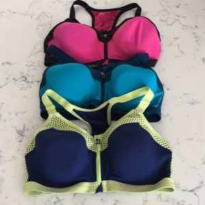 LOT 3 wacoal zip front sports bras 34d